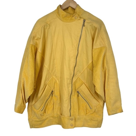 Vintage 80’s Together! Jacket Terry Cloth Canvas Yellow Large 12-14 - Picture 1 of 10
